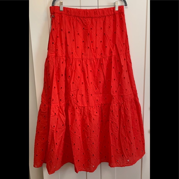 NEW! A New Day Red Eyelet Skirt - Picture 3 of 6